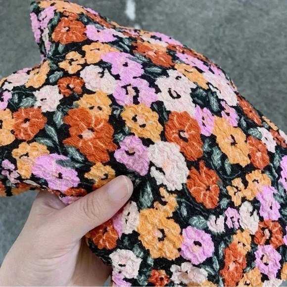 LOFT Floral Textured Button Tie Front Top - Picture 9 of 12